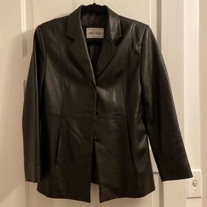 Black leather jacket, size petite medium great condition!